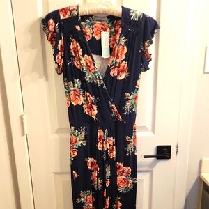 Loveappella Multicolor Floral Jumpsuite.